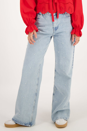 Jean en denim avec perles My Jewellery Blanc/Bleu femme