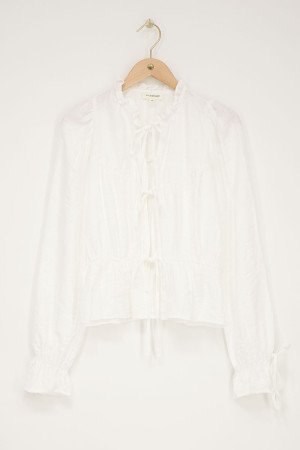 Top en jacquard blanc avec nœuds et manches à volants My Jewellery Blanc L femme