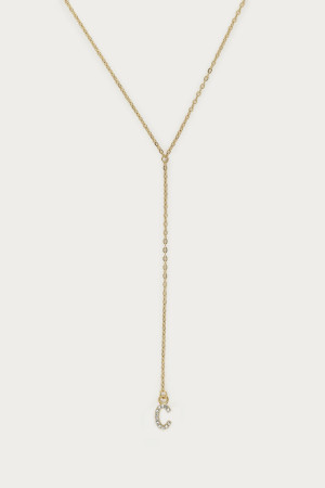 Long collier en Y à initiale avec strass My Jewellery Doré One size femme