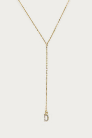 Long collier en Y à initiale avec strass My Jewellery Doré One size femme