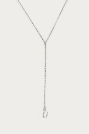 Long collier en Y à initiale avec strass My Jewellery Argenté One size femme