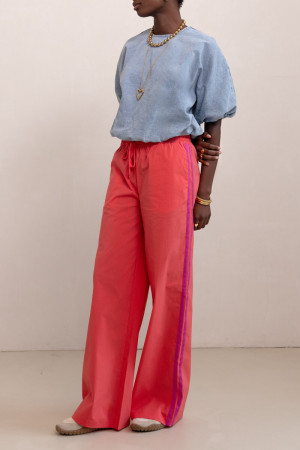 Pantalon large corail à bandes latérales My Jewellery Corail femme