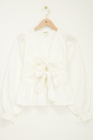 Top blanc avec nÅ“uds et pÃ©plum My Jewellery Blanc S femme