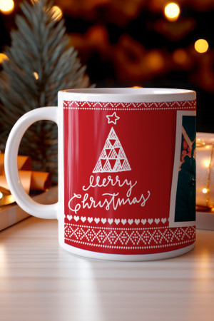Κούπα Χριστουγεννιάτικη με Φωτογραφία, Holly Jolly