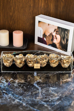Παντοτινά Τριαντάφυλλα σε Χρυσό Χρώμα, Forever Roses Gold Exclusive