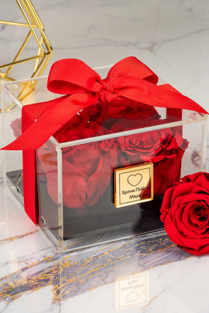 4 Παντοτινά Τριαντάφυλλα σε Κόκκινο Χρώμα, Forever Roses Love Red