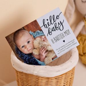 Πρόσκληση Βάπτισης με Σχέδιο Hello Baby
