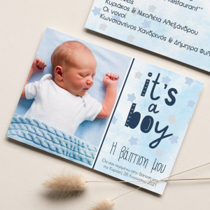 Πρόσκληση Βάπτισης με Σχέδιο Its A Boy