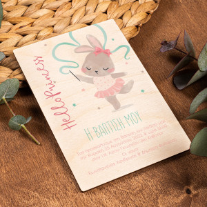 Πρόσκληση Βάπτισης με Σχέδιο Bunny Princess