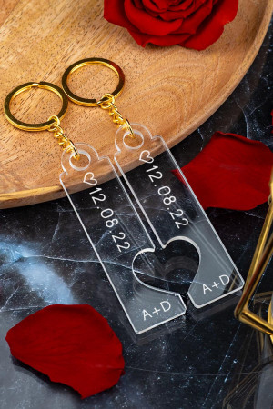 Σετ 2 Μπρελόκ Κλειδιών για Ζευγάρι, Love Date Plexi