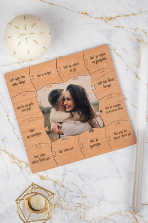 Ξύλινο Puzzle με Φωτογραία & Δώρο Λαμπάδα, Love Photo