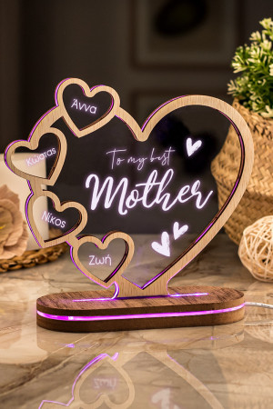 Επιτραπέζιο Φωτιστικό Led, Δώρο για Μητέρα, Best Mother 4