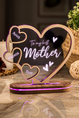 Επιτραπέζιο Φωτιστικό Led, Δώρο για Μητέρα, Best Mother 3