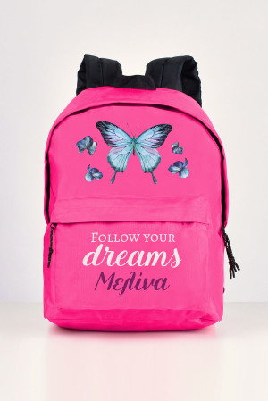 Σχολική Τσάντα Δημοτικού, σε Χρώμα Φούξια, Butterfly Fly