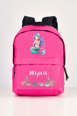 Σχολική Τσάντα Δημοτικού, σε Χρώμα Φούξια, Shy Mermaid