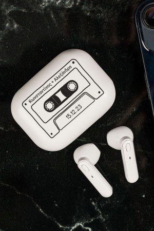 Earbud Bluetooth Handsfree Ακουστικά με Θήκη Φόρτισης & Σχέδιο Vintage Casette