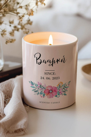 Αρωματικό Κερί, Χειροποίητο με Άρωμα Vanilla Cream, Flowers