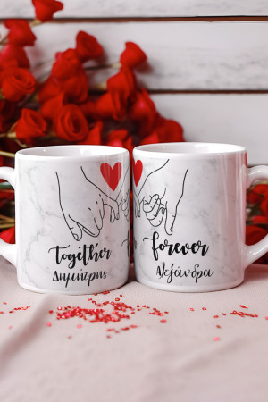 Σετ 2 Κούπες Matching για Ζευγάρι με Σχέδιο Love Colors