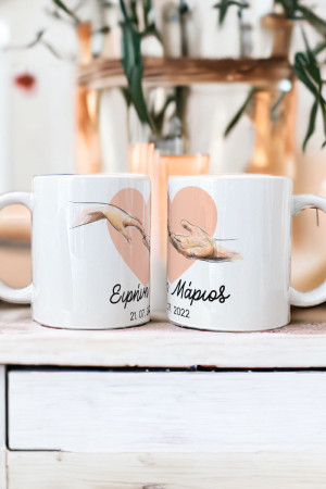 Σετ 2 Κούπες Matching για Ζευγάρι με Σχέδιο Love Signs Letters