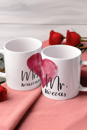 Σετ 2 Κούπες Matching για Ζευγάρι με Σχέδιο Red Heart