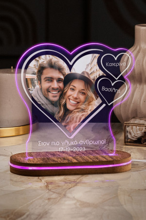 Φωτιστικο Led Προσωποποιημένο με Σχέδιο Three Hearts