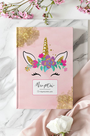 Σκληρόδετο Premium Τετράδιο με Σχέδιο Gold Glitter Unicorn