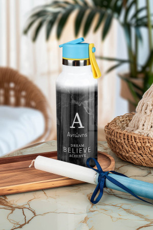 Παγούρι με Καλαμάκι σε Σχέδιο Black Rock & Premium Λαμπάδα