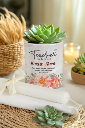 Διακοσμητικό Κασπώ με Flowers & Λαμπάδα, Δώρο για Δασκάλα