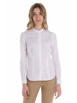 Dyneke Chemise manches longues col Mao Femme Blanc