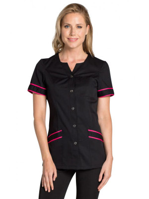Dyneke Blouse médicale noire et rose Barcelonnette