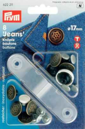 PRYM NF-Jeans-Knöpfe Blume MS 17 mm altmessing