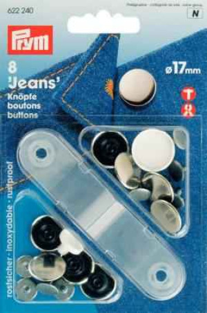 PRYM NF-Jeans-Knöpfe glatt MS 17 mm silberfarbig