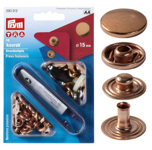 PRYM Anorak Druckknöpfe 15 mm verkupfert