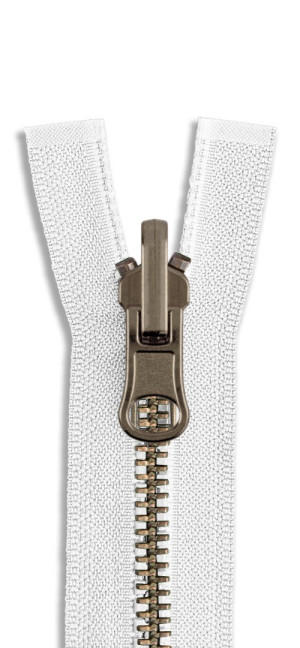 YKK Altmessing Metall Wende Reißverschluss teilbar 501 - weiss