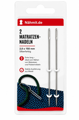 2 Matratzennadeln 2,0 x 150 mm silberfarbig