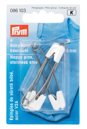 PRYM Baby-Sicherheitsnadeln VA/KST Kap 55 mm weiß
