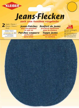 Kleiber Jeans Aufbügel Flecken oval 2 St. verschiedene Farben 839 - jeansblau