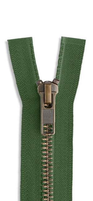 YKK Altmessing Metall Reißverschluss teilbar 567 - olive