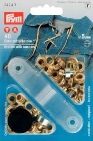 PRYM Ösen und Scheiben MS 5,0 mm goldfarbig
