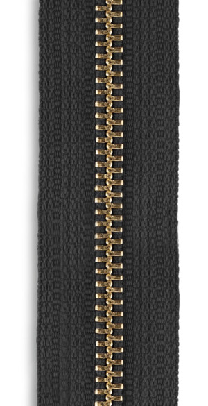YKK Metall endlos Reißverschluss Meterware - 5mm schwarz - gold