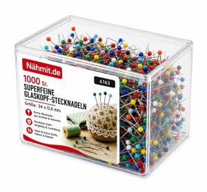Nähmit - Multipackung *Super Feine* Glaskopf Stecknadeln 1000St.
