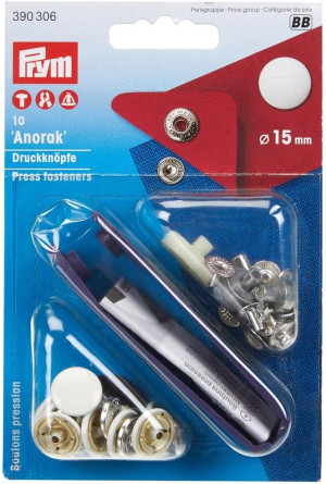 PRYM Anorak Druckknöpfe 15 mm weiß
