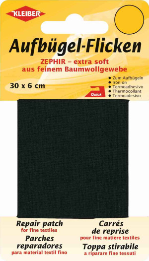 Kleiber Baumwoll Aufbügelflicken Zephir 580 - schwarz