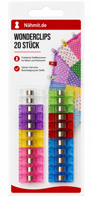 Bunte Nähmit - Wonder Clips / Stoffklammern 20St. Wonderclips