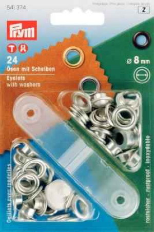 PRYM Ösen und Scheiben MS 8,0 mm silberfarbig