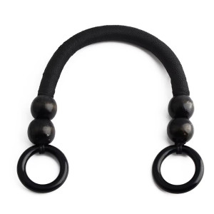 1 Taschengriff mit Holzperlen 37cm 580 - schwarz