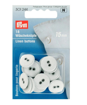 PRYM Wäscheknöpfe Leinen 24\'\' 15 mm weiß