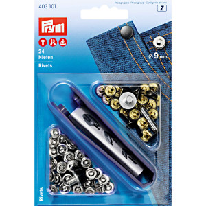PRYM Nieten MS 9 mm silberfarbig/alteisen