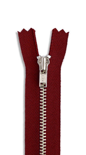 YKK Metall Hosen Reißverschluss silber 527 - weinrot | 16cm