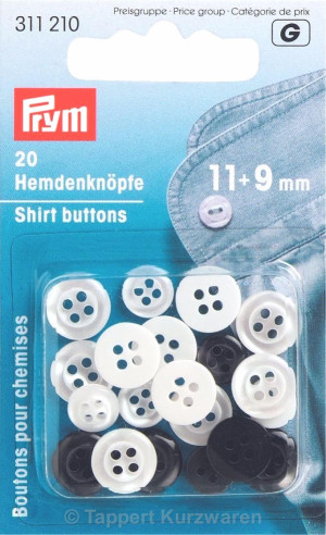 PRYM Hemdenknöpfe KST 11 + 9 mm perlmuttimit./anthrazit